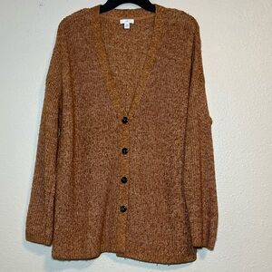 J Jill Orange Marled Knit Button Front Cardigan Petite Medium